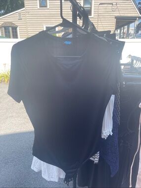 Express Black Short Sleeve Scoop Neck Top